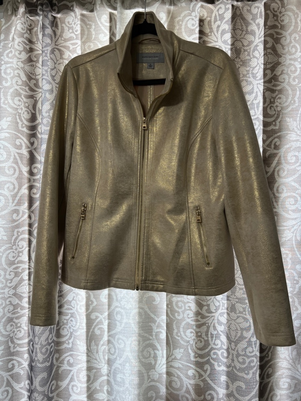 Marc Jacob New York Metallic Gold Zip-Front Women's Jacket